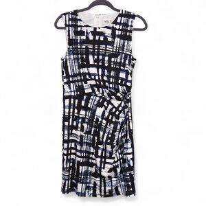 Eliza J Sleeveless Dress Size 8 Blue Faux Wrap Polished Elegant